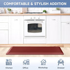 StepRite 4/5 Inch Thick Kitchen Mat Anti Fatigue Mat Kitchen Rugs Kitchen Decor Non-Slip, Stain Resistant, Waterproof Kitchen Mats Desk Mat for Kitchen, Office, Workshop, Red, 17'' x 47''
