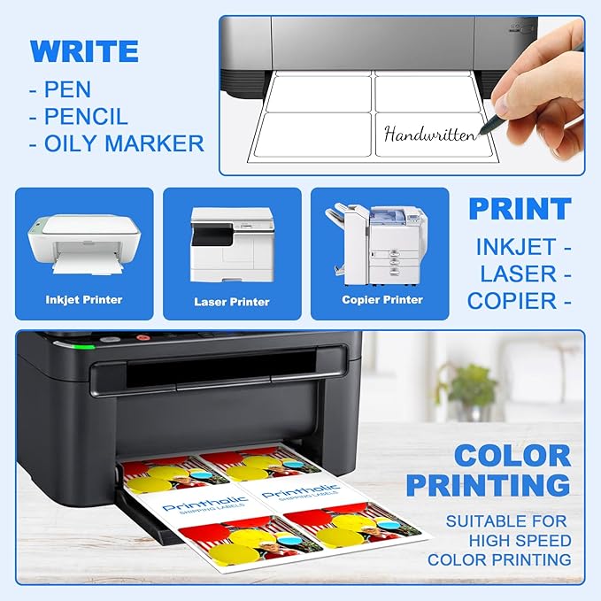 600 6 Per Sheet Label Address Labels 3-1/3" x 4" Self Adhesive Sheets Shipping Labels Easy Peel & Feed White Stickers for Laser & Inkjet Printers (100 Sheets, 600 Labels)