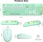 MOFII Wireless Keyboard and Mouse Combo, Cute Full Size Retro Typewriter Keyboard and Wireless Mouse, 2.4GHz Set for PC/Desktop/Laptop/Windows (Green Colorful)