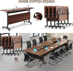 Conference Table,Folding Conference Tables Modern White Conference Room Table with Wheels, 2-10 Persons,for Office, Meeting Room (2, 1619YHT, 55IN)