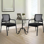 Desk Chair No Wheels with Adjustable Mesh Backrest, Arm Chair with Ergonomic Lumbar Support and Thickened Seats Cushion, Waiting Room Chairs for Office School Church Guest Reception, 4PACK