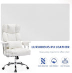 Big and Tall Office Chair 500lbs Wide Seat Executive Office Desk Chair High-Back Office Task Chair with,Ergonomic Lumbar Support Computer Office Chairs for Heavy People(White)