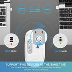 Type C Wireless Mouse，Vssoplor USB C Mouse Dual Mode 2.4G Cordless Mice with Nano USB and Type C Receiver Compatible with PC, Laptop, MacBook and All Type C Devices-White Silver