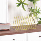 Urban Deco Triangle Desk Organizers Metal Wire Magazine Holder 10 Sections Decorative File Folder Organizer Vinyl Record Storage Office File Organizer For Desk - Gold Magazine File Holder