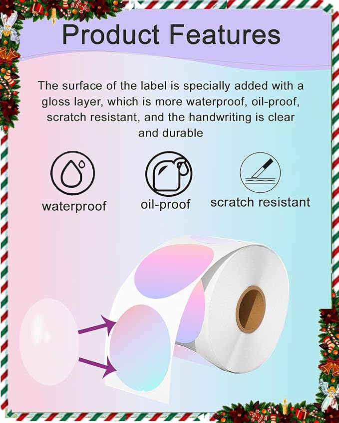 2 inch Round Thermal Labels, Thermal Printer Labels use for Barcode, Shipping, Customized, Circle Direct Thermal Stickers 500 Labels for Printer, Fantasy Purple