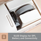 LOFREE Touch PBT Wireless Mouse with USB Receiver, Bluetooth, Wired Connection, Rechargeable, 4000 DPI with OLED Screen Compatible with Glass Surface for Mac Windows PC Notebook/Block Retro Grey