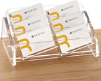 SANRUI Acrylic Business Card Holder for Desk, 3 Tier Clear Tilt Business Name Card Display Holders Stand Storage Organizer Fits 360 Business Cards (Horizontal, 6-Slot)
