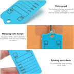 100 Car Key Tags with Labels Plastic Car Dealership Key Tags Self Locking Automotive Identifiers Blank Shop Labels with One Pen (Blue)