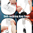 50 Car Key Tags with Labels Plastic Car Dealership Key Tags Self Locking Automotive Identifiers Blank Shop Labels with One Pen (White)