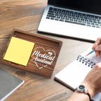 Medical Assistant Sticky Note Holder Wooden, Thank You Gifts for Nurse Nursing Nurses MA Week Gift for Doctors Office Staff Appreciation, Healthcare Worker Self-Stick Note Pad Holders TZP34