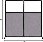 Versare Workstation Partition | Portable Wall Divider | Modern Office Cubicle | Free Standing Privacy Screen | Flexible Work Space | 66" x 70" W/Window, Cloud Gray Fabric Panels