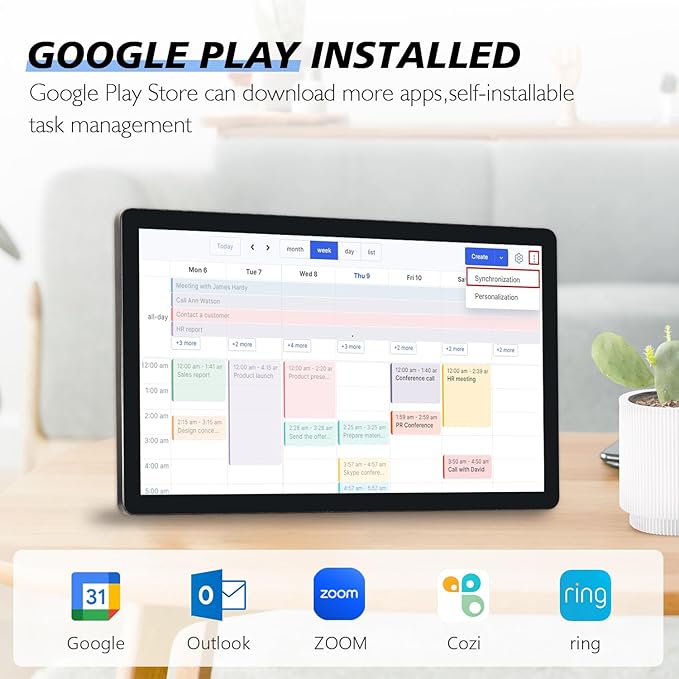 27 inches Touchscreen Digital Calendar & Wall Planners,Downloadable APP, Smart Whiteboard Calendar for Chore Chart & Work Schedule, Built in Speakers and Camera, Include Wall Mount & Desk Stand