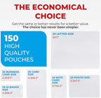 5MIL Thermal Laminating Sheets (150 Count) Letter, Photo, Card, Notecard, ID Badge and Business Card Sizes, Laminating Pouches Compatible with Laminators, Crystal Clear Laminated Finish