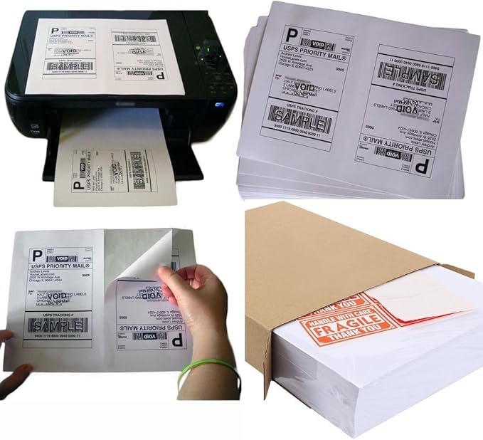 MFLABEL Half Sheet Label Laser/Ink Jet USPS UPS FedEx Shipping Label 8.5 x 11 Inches Packaging Labels, Address Labels for Laser & Inkjet Printers, 3000 Count(1500 Sheets)