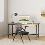 2 Pack Stackable Conference Room Chairs with Paddle Folding Office Chair Foldable Desk Chair Mesh Back and Arms for Conference Meeting Guest Reception Home Office Training Room Chair