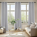 MIULEE Blackout Curtains for Bedroom Living Room 90 Inches Long 2 Panels, Thermal Insulated Room Darkening Drapes Solid Grommet Noise Reduction Light Blocking Window Curtains 40x90 Inch Greyish White