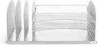 Safco Onyx Desk Organizer with 3 Horizontal and 3 Upright Trays, Durable Steel Construction, Silver