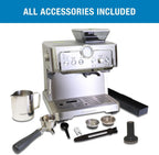 Kenmore Espresso Machine - Semi Automatic Coffee Maker With Auto Tamper, Auto Cleaning, Milk Steamer & Frother, Bean Grinder, Make Professional Barista Style Cappuccino, Café Latte, Stainless Steel