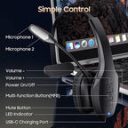 Trucker Bluetooth Headset, Wireless Headset with Mic, Bluetooth Headsets with Dual Noise Cancelling Microphone & Mute Button, 55Hrs Working Time PC Headsets for Cell Phones, Computer, Truck Driver