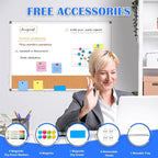 Double-Sided Whiteboard Cork Board Combo for Wall, WALGLASS 24" x 18" Dry Erase White Board Corkboard Combination, Hanging Wall Mount Bulletin Board with Aluminum Frame for Office, Home, School