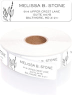 Simple Modern Flower Rolled Address Labels/Roll of 500 Floral Illustration Personalized Address Labels/Designer Return Address Stickers in Elegant Plastic Dispenser