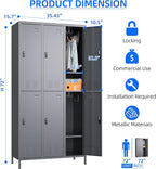 6 Doors Metal Locker for Employees with Combination Locks,Metal Lockers with Business Card Holder and 18 Hooks for School Garage Office Gym Home,Assembly Required,Dark Grey