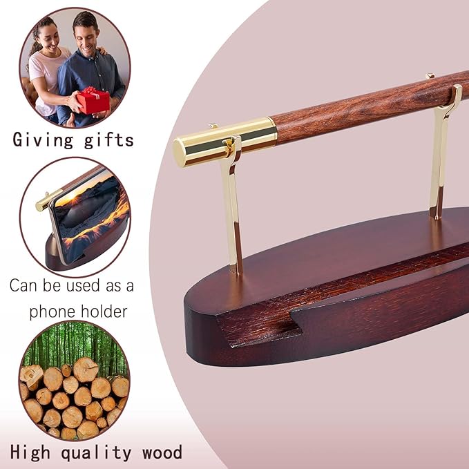 Pen Holder Desk Organizers and Accessories Desk Decor ，Exquisite Wooden Pen Holder ，with a Cool Pen and Two Refills for Office and Home (Style C)