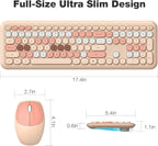 MOFII Wireless Keyboard and Mouse Combo, Colorful Full Size Keyboard with Number Pad, Silent Cute Wireless Mouse, 2.4GHz Dropout-Free Connection, for PC Laptop Computer (Coffee Color)