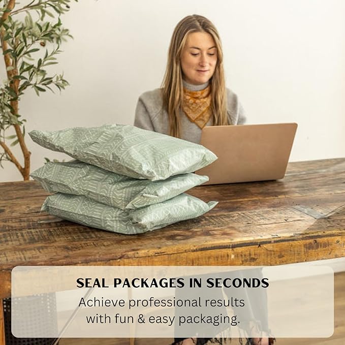 Poly Mailers 10x13 Inch 50 Pack Medium Shipping Bags Strong Thick Mailing Envelopes | Self Sealing Adhesive | Waterproof & Tear Resistant | Small Business Packaging for Clothing - Boho Sage Green