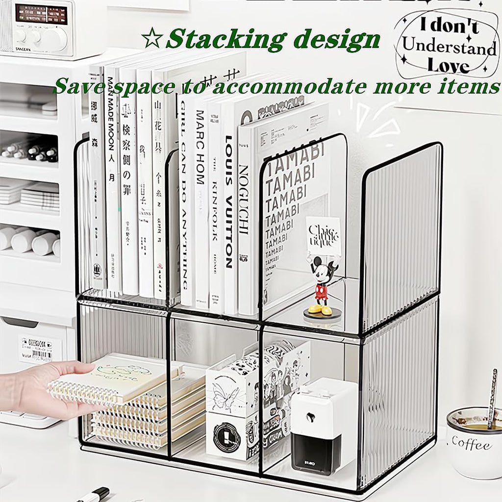 Acrylic Desk File Organizer,Office Desktop Binder File Folder Mail Organizer,Handbag Purse Book record Magazine Holder (2 Pack)