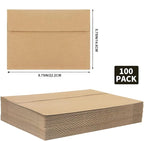 100 Packs A9 Kraft Envelopes, 5-3/4 x 8-3/4 for Invitations, Photos, Postcards, Greeting Cards, Mailings - Printable, Self-Sealing Wedding Envelopes (Brown)