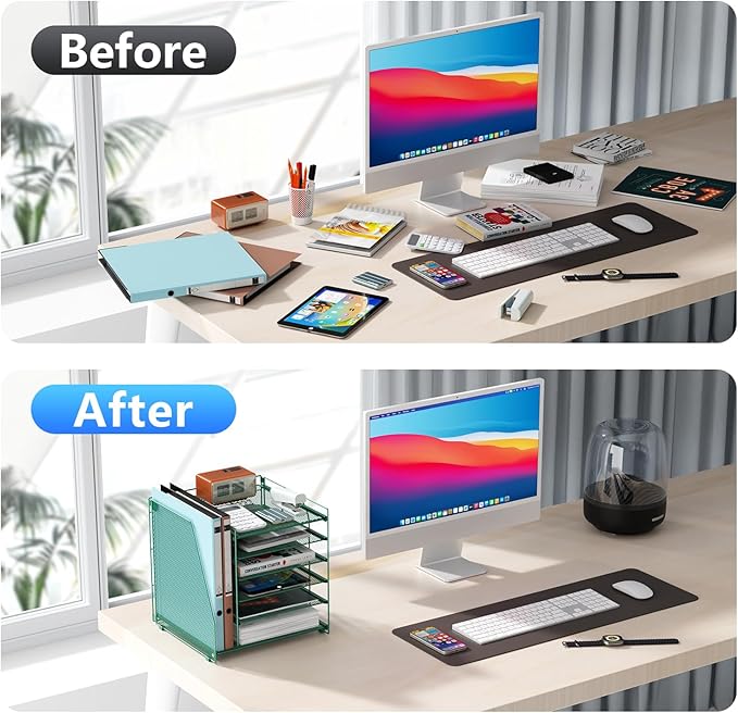 gianotter Desk Organizers and Accessories, 6-Tier Paper Organizer with Magazine rack, File Organizer for Desk, Office Accessories & Workspace (Green)