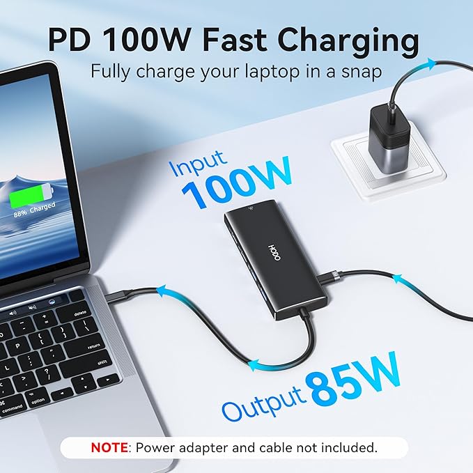 USB C Hub Multiport Adapter, 10-in-1 Laptop USB C Docking Station for Dell/HP Laptop, Type C Dock to 4K HDMI,Ethernet,100W PD,3USB 3.0, 2USB 2.0, SD/TF, Thunderbolt Dock for MacBook, Surface, Lenovo