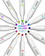 SFAIH Dry Erase Markers Chisel Tip with Magnetic Whiteboard Eraser, 36 Bulk 12 Assorted Colors White Board Markers for Teachers, Versatile Lines, 1s Quickly Dry, Perfect for Classroom and Office