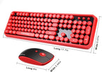FOPETT Wireless Keyboard and Mouse Combo, 104 Keys Full-Sized 2.4 GHz Round Keycap Colorful Keyboards, USB Receiver Plug and Play, for Windows, Mac, PC, Laptop, Desktop (Black Red)