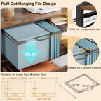 HSH Mobile Lateral File Cabinet with Drawer, Rolling Filing Cabinet with Storage Shelves & Hanging File Folders, Wooden Metal Printer Stand Fits A4 Letter Legal Size for Home Office, Rustic Brown,33In