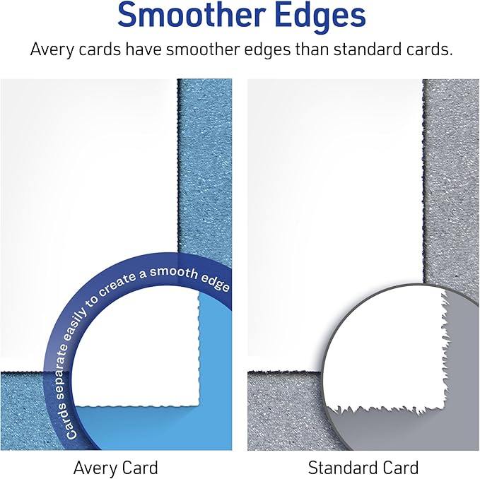 Avery Printable Place Cards with Sure Feed Technology, 1-7/16" x 3-3/4", White with Gold Border, 150 Blank Tent Cards for Laser or Inkjet Printers (35701)