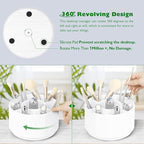 Bamboo Rotating Round Art Supply Organizer, Pencil Holder Desk Organizer with 7 Compartments, Office Supplies Desktop Storage Caddy for Colored Pencils(white)