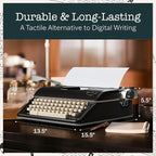 Maplefield Vintage Manual Typewriter - Black Metal - Desk Accessories & Office Supplies for Home Office