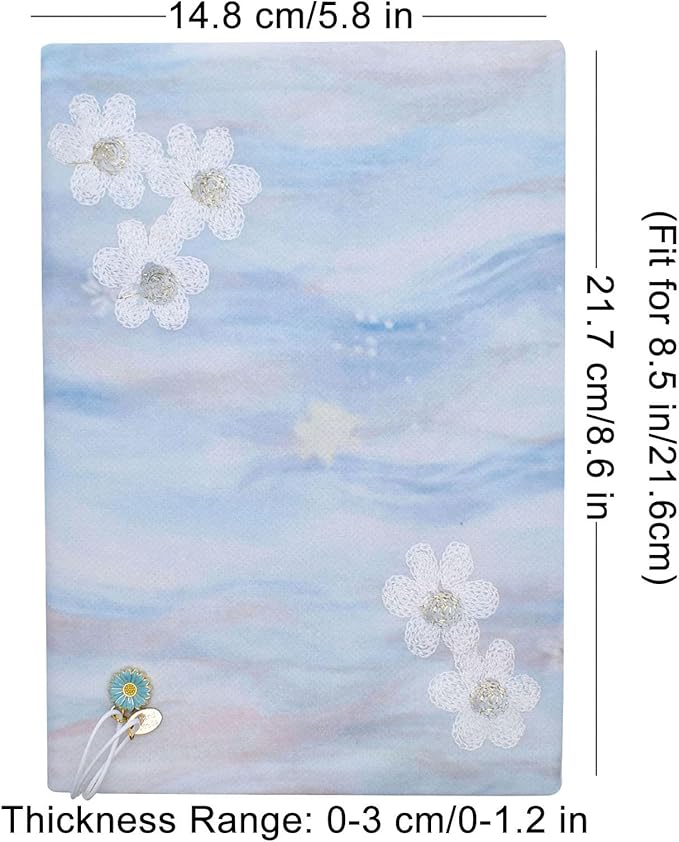 BLBMH Bookmark Book Covers for Paperbacks 5.5x8.5 Book Cover for Privacy Hardcover Adjustable Book Sleeve for Soft Cover Books Fabric Softcover Protector for Women - Flower B 8.5in