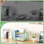 Marbrasse Desk Organizer and Accessories，4-Tier Paper Letter Tray Organizer with File Holder, Desk Accessories & Workspace Organizers with Drawer and 2 Pen Holder (Green, 15.4" x 9.1" x 8.3")