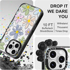 MOSNOVO Magnetic Case for iPhone 16 Pro, 10ft Military-Grade Protection, Compatible with Magsafe, Shockproof Phone Case for iPhone 16 Pro - Linear Blooms - Clear Black