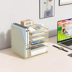 gianotter Desk Organizers and Accessories, 6-Tier Paper Organizer with Magazine rack, File Organizer for Desk, Office Accessories & Workspace (Gold)