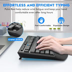 Wireless Keyboard and Mouse Combo, E-YOOSO 2.4GHz Full Sized Ergonomic Wireless Keyboard with Wrist Rest, 3 DPI Adjustable and 6 Buttons Cordless USB Mouse for Computer, Laptop, PC, Windows (Black)