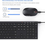 Wireless Keyboard and Mouse, Vssoplor 2.4GHz Rechargeable Compact Quiet Full-Size Keyboard and Mouse Combo with Nano USB Receiver for Windows, Laptop, PC, Notebook-Black