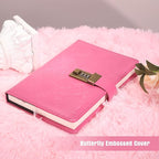 TIEFOSSI Diary with Lock for Women Girls, Lined Locked Journal, Butterfly Journal Notebook with Pen and Bookmark, A5 Refillable Locking Journals for Writing, 224 Numbered Pages