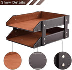 Leather Desk Organizer,2-Tier Stackable Letter Tray Holder,Office Supplies Desktop Storage Box for Document,Stationery,Magazines,Newspapers,Letters and Other Home Office Paper Sundries,Coffee