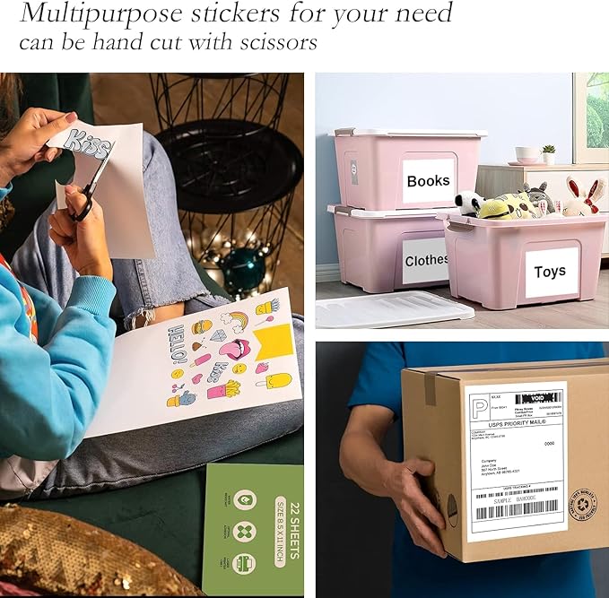 5000 Full Sheets Sticker Paper for Laser & Ink Jet Printers, 8.5" x 11" Full Sheet Address Shipping Label, 5000 Sheets 5000 Labels