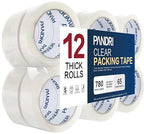PANDRI Packing Tape, 12 Rolls Heavy Duty Clear Packaging Tape for Shipping Packaging Moving Sealing, 1.88 inches Wide, 65 Yards Per Roll, Total 780 Yards