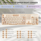 Wireless Keyboard and Mouse Combo, 2.4 GHz Wireless Full-Sized Typewriter Keyboard with Round Keycaps for Windows, Computer, Desktop, PC, Laptop (Ice Cream)